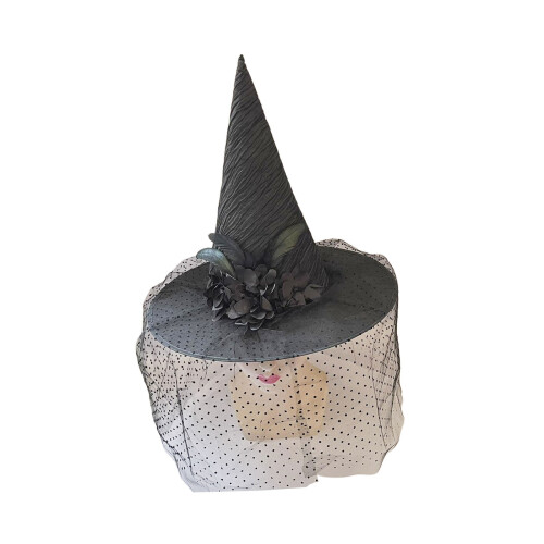 Gothic Laces Witch Hat Oversized Brim Gothic Wizard Hat-Black