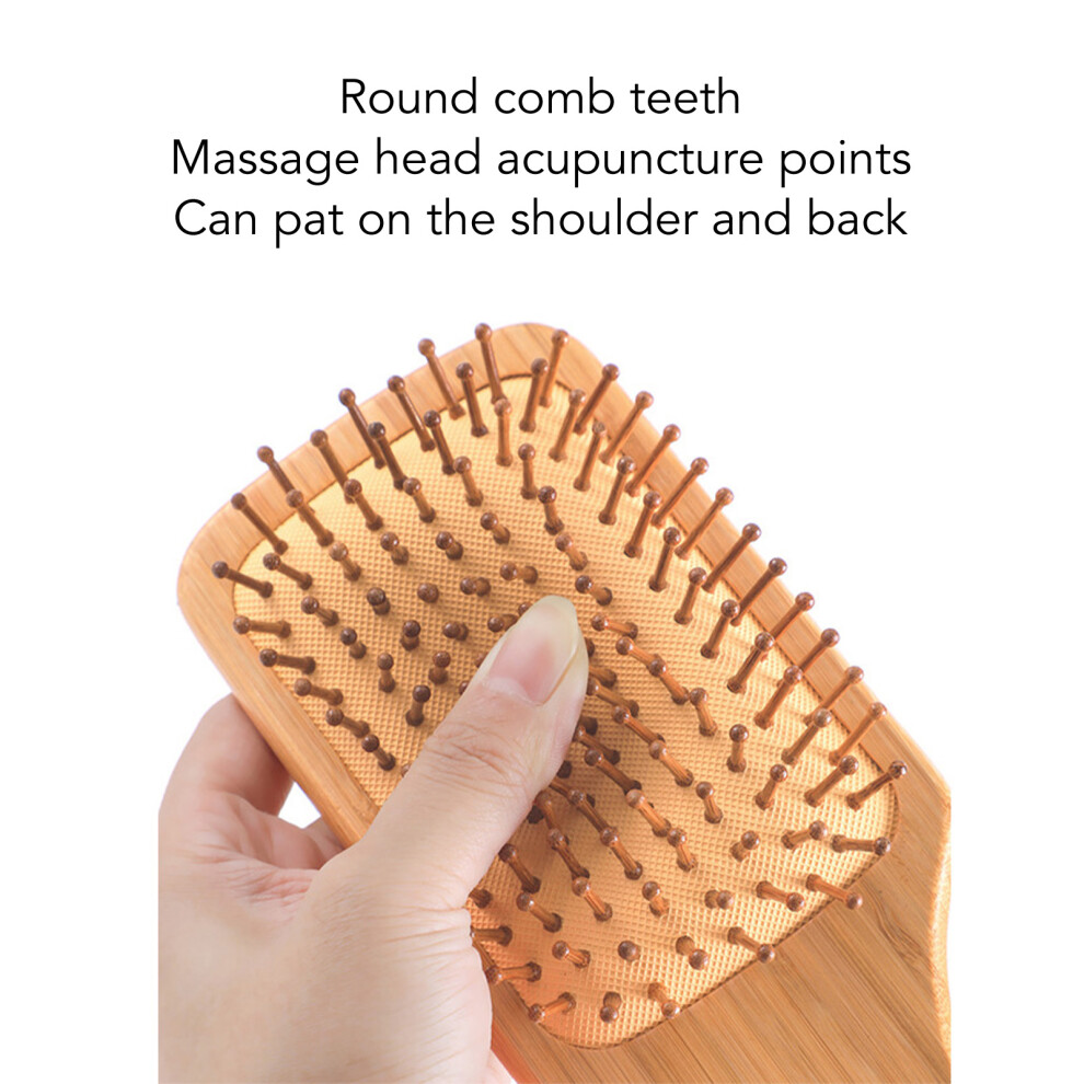 Unisex Ergonomic Bamboo Paddle Hair Brush For Detangling Smoothing & Massaging