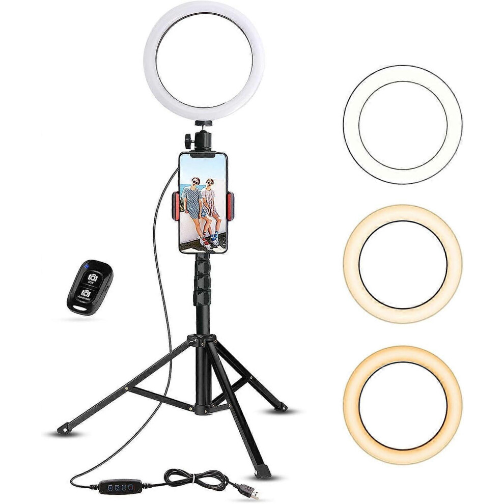 (As Show, One Size) Selfie Ring With Tripod Stand & Cell Phone Holder For Live Stream/Mak Light 4312537755657