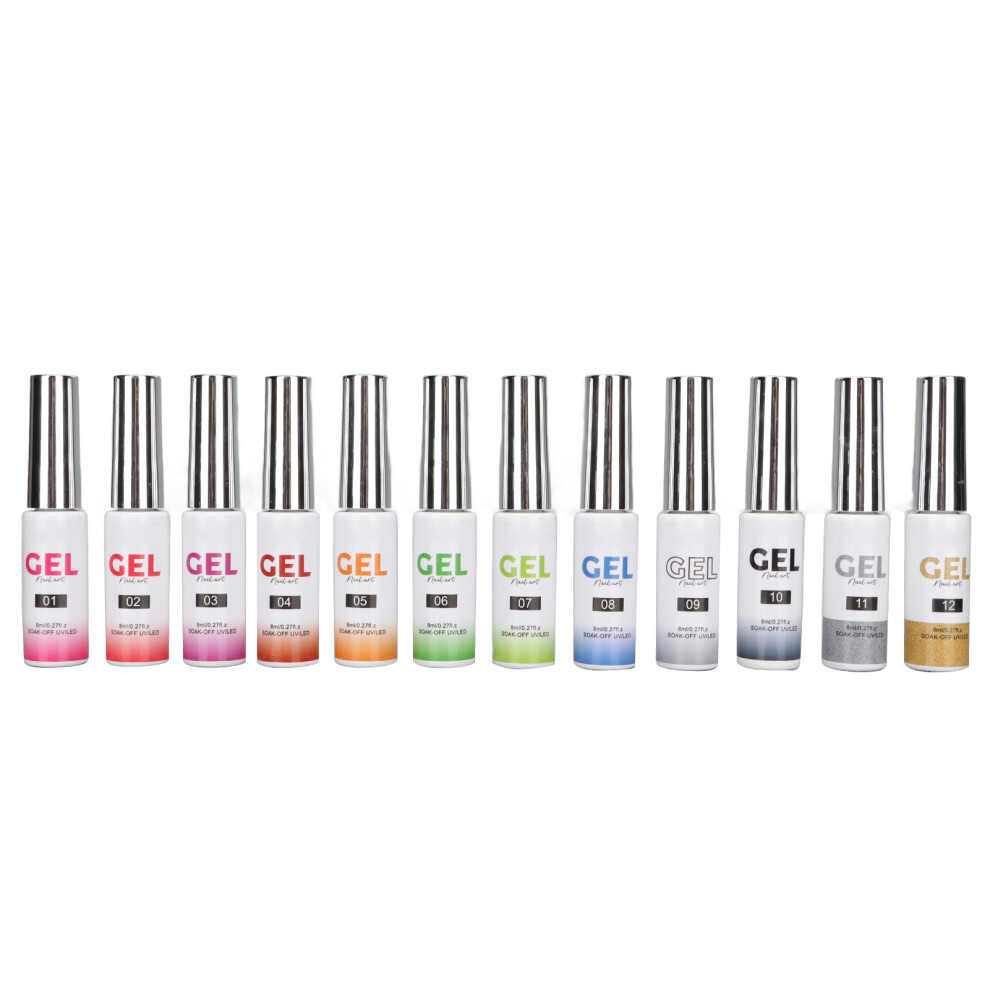 Nail Art Polish Set Gel Liner Nail Art Swirl Nail Art With Built-In Thin Brush Precise Drawing Low Odor LED UV Lamp Cured Manicure Kit For DIY Home