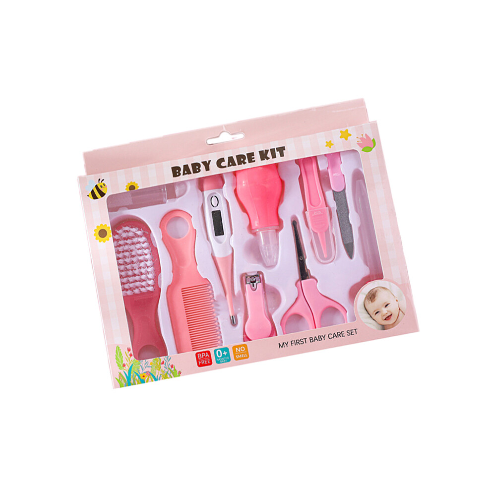 10-In-1 Baby Healthcare & Grooming Kit For Infants Nontoxic Silicone Pink