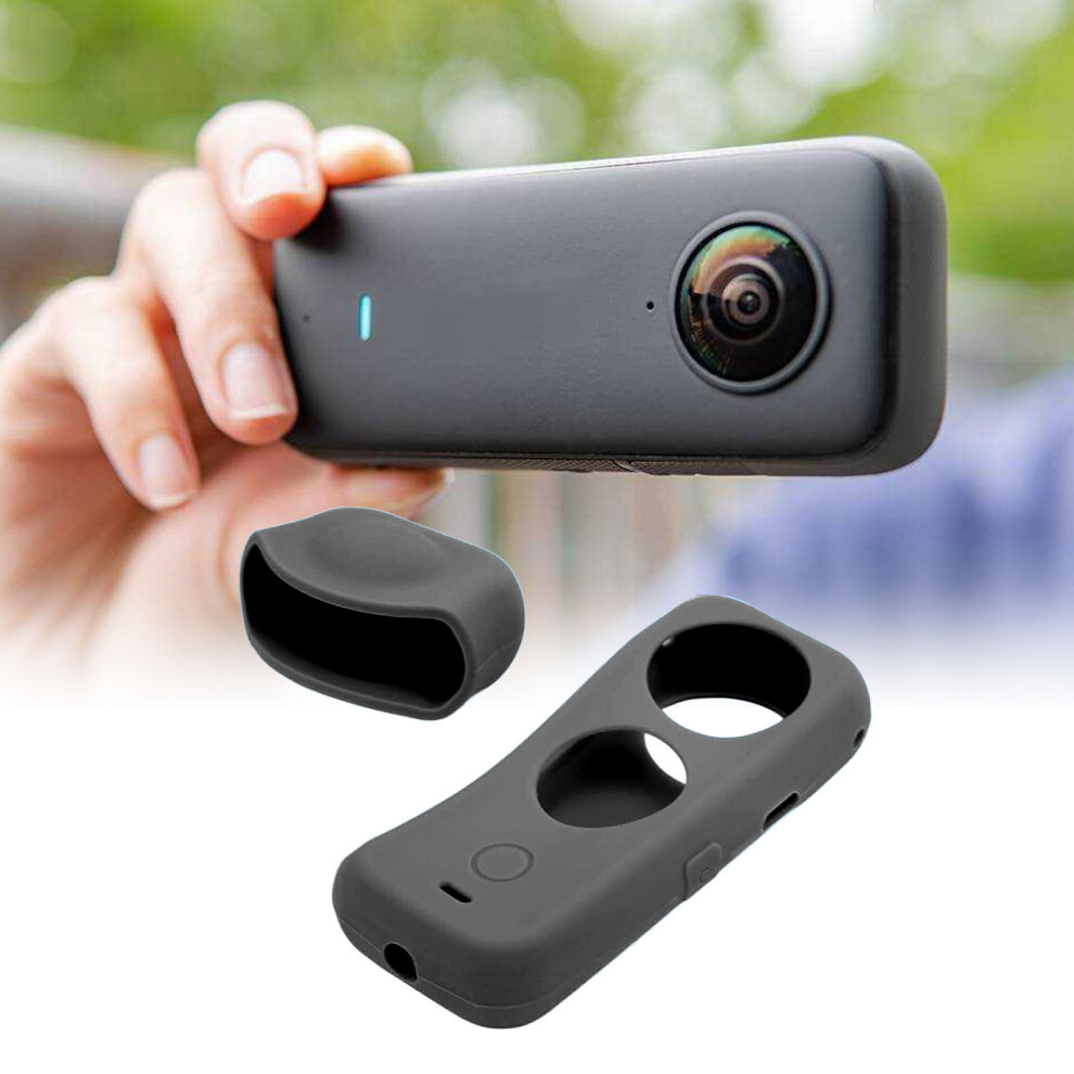Silicone Camera Lens Cover For Insta360 One X2 - Dustproof Protective Shield Black 4931375064549