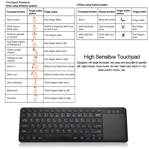 Wireless 2.4G Ultra-Thin Keyboard with Touchpad, 78 Keys, Black 1