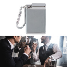 Mini Zinc Alloy Portable Ashtray Keychain with Buckle Lid Silver