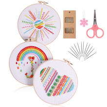 Cross Stitch for Kids & Adults, Stitch Practice Kit with Detailed Instructions and Basic Flower Designs, Embroidery Kit for Beginners Including