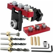 Adjustable Screw Jig for Precision Joinery, Woodworking Drilling Locator with Pocket Hole Jig Mechanism, Doweling Jig Kit for Cabinet and Furniture