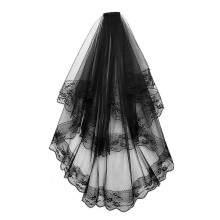 Accessoire voor een bruiloft, dubbellaagse sluier met kam voor vrouwen, eenvoudige maar stijlvolle Halloween cosplay sluier, zwarte bruidssluier in