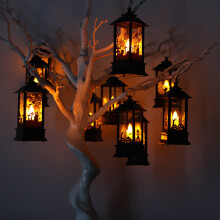 Nachttischlampe mit Kerzenlicht für den Außenbereich, dekorative Halloween-Laterne, künstliches Kerzenlicht mit Vintage-Dekor, tragbar und