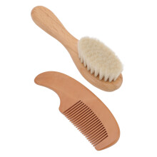Baby Brush and Comb Set Wooden & Wool Gentle Hair Care for Newborns & Babies
