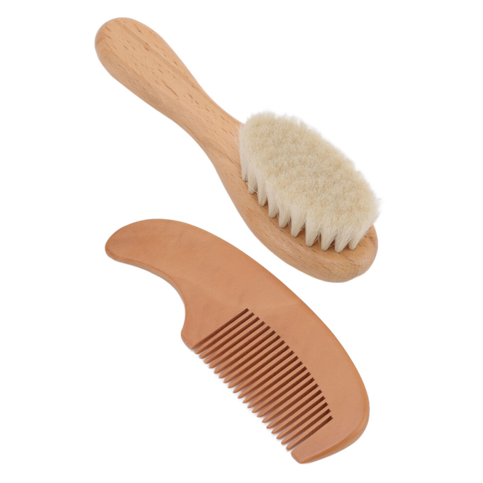 Baby Brush and Comb Set Wooden & Wool Gentle Hair Care for Newborns & Babies