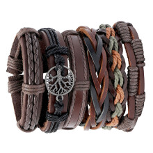 Set di 6 braccialetti di corda intrecciata con motivo DIY, braccialetti in lega per feste
