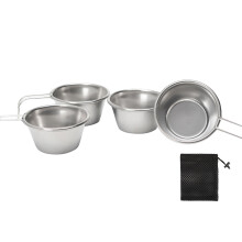 Delicate Outdoors Cooking Cup Sturdy Stainless Steel-4PC Set