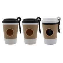 Coffee Cup Style Dog Toilet Bag Dispenser-2 black 1 white