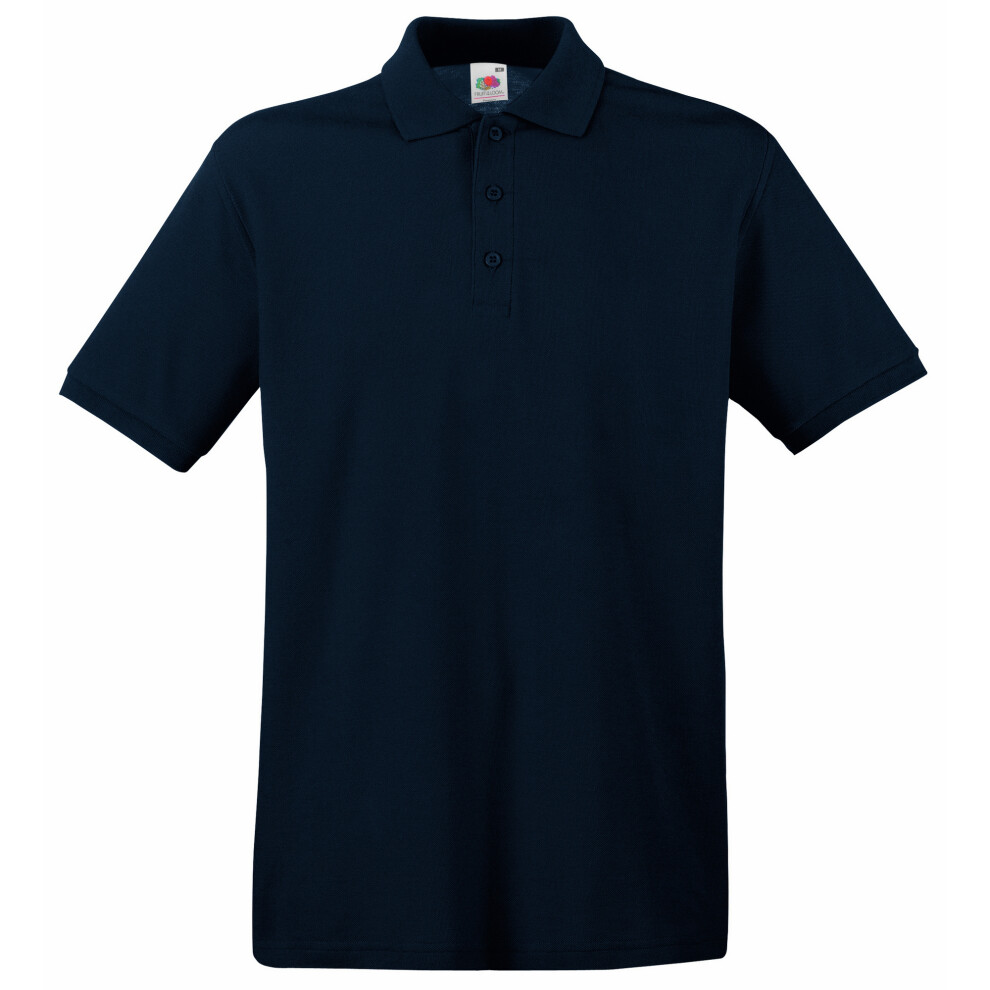 Fruit Of The Loom (M, Deep Navy) Premium Mens Short Sleeve Polo Shirt