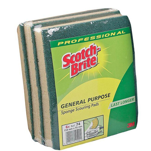 Scotch Scotch-brite No 74 Professional General Purpose Sponge Scourer 6pk