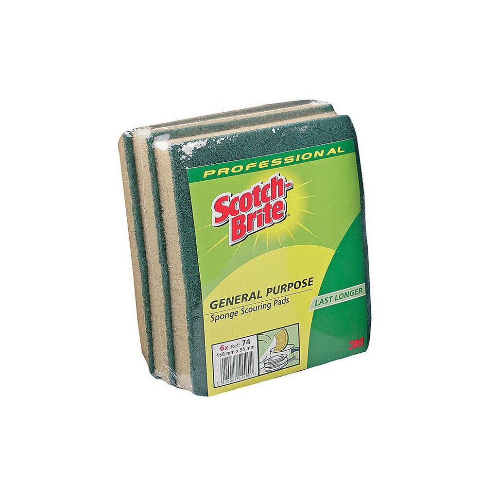 Scotch -Brite No 74 Professional General Purpose Sponge Scourer 6Pk