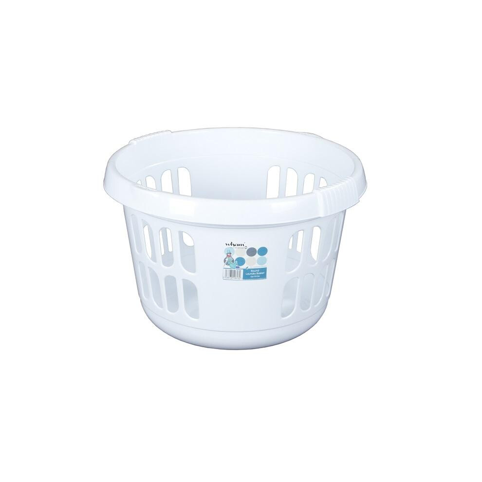 Wham Round Laundry Basket Ice 50L White