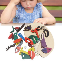 Tabellone con blocchi di facce per bambini in legno - Puzzle educativo fai-da-te per stimolare la fantasia
