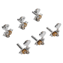 6 Stück Metall Gitarrensaiten Stimmwirbel Offene Mechanik Kopf Set, Silber