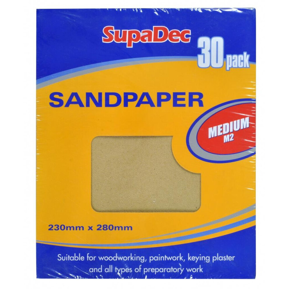Supadec General Purpose Sandpaper - Medium (Pack Of 30) 5059444688140