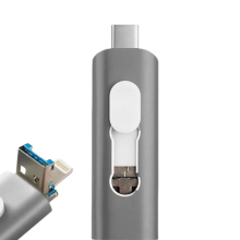 Solução de backup com um clique para dispositivos Lightning, Type-C e Micro-USB, armazenamento de 128 GB com design portátil de chaveiro, à prova