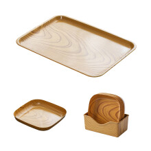 Rustic Wooden Plates, Heavy Duty Plastic Dinnerware For Outdoor Picnics, Waterproof Oil-Resistant, Stylish Square Design, Easy Cleanup, Adequate