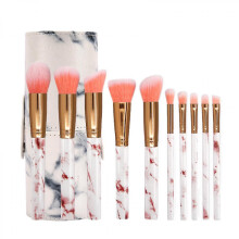 Stilvolles Design, Make-up-Pinsel in Marmoroptik, ideal für unterwegs, synthetische Borsten für empfindliche Haut, 10 Stück, multifunktional,