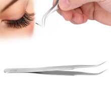 ST15 Bend Head False Eyelash Tweezers Ergonomic Steel Tool with Case
