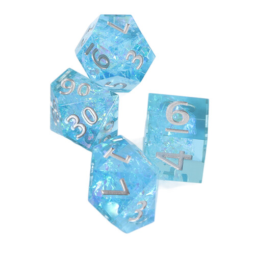7pcs Light Blue Resin Polyhedral Dice Set for Tabletop RPGs 2