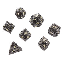 Ensemble de 7 dés en laiton creux, jouet de jeu multidimensionnel à coating transparent