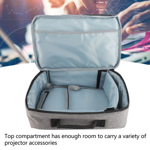 13.6x7.9x4in Gray Nylon Projector Bag with Secured Compartments 2
