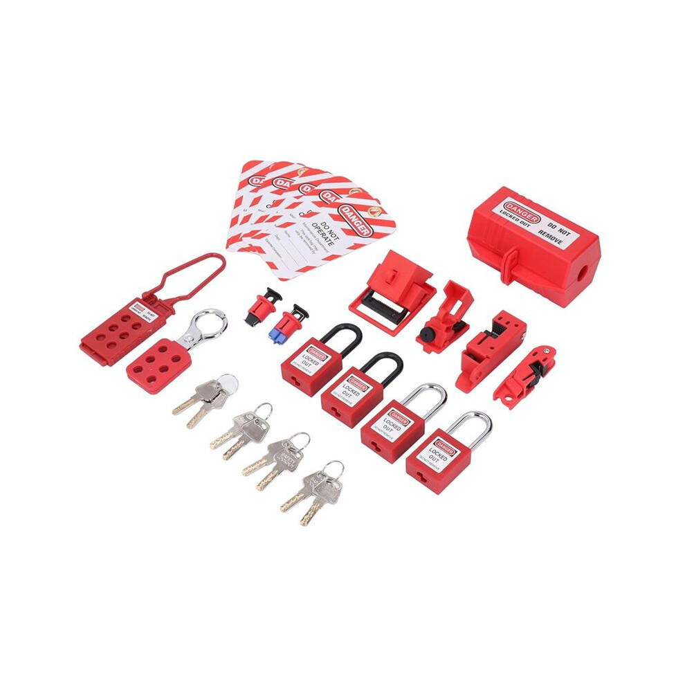 Electrical Lockout Tagout Kit, Universal Clamp Circuit Breaker Lockouts Loto-Safety Locks Hanging Tags Set 6031282440332