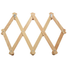 Accordeon Wandhanger, 10 Haken, Set van 2 Natuurlijk Hout, Wandmontage, Uitbreidbare Accordeonpin, Kapstokhanger, Set van 2