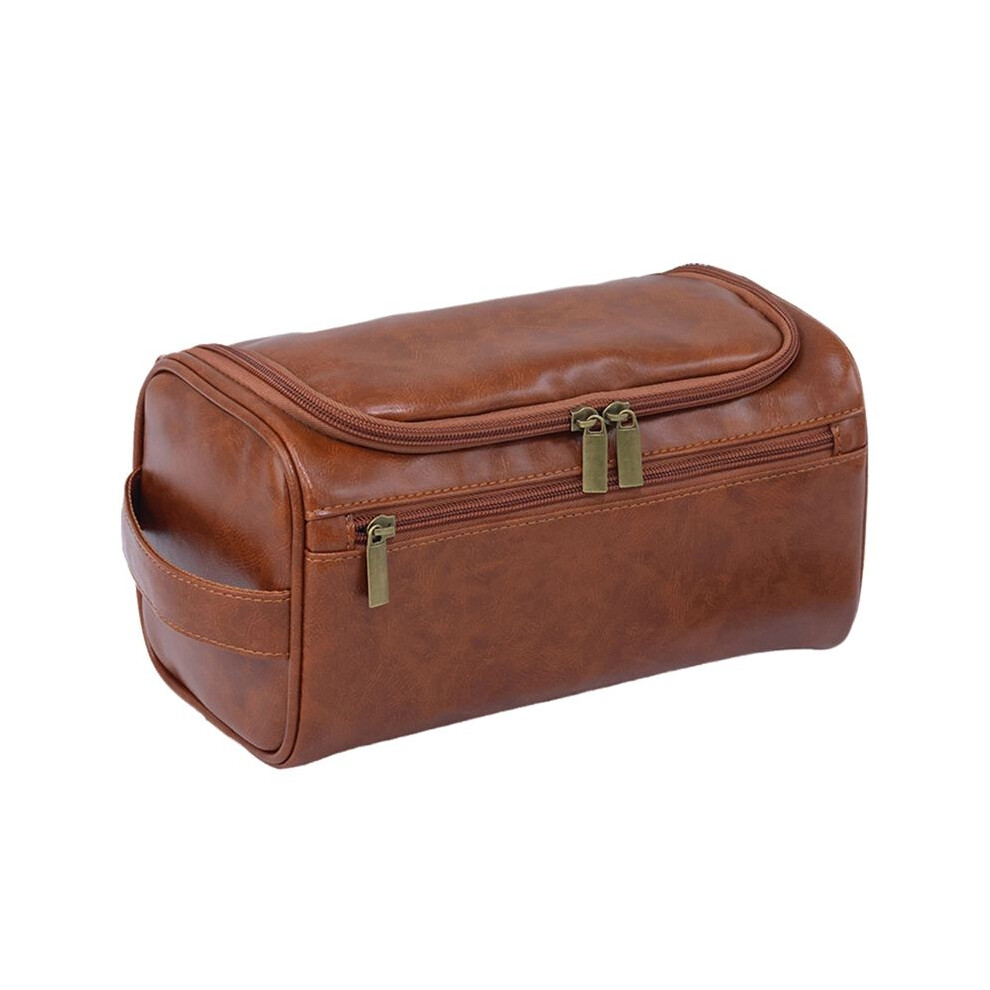 Unisex Vintage Luxury Toiletry Bag Travel Necessary Business Cosmetic Makeup Cases Hanging Storage Organizer Bags Brown
