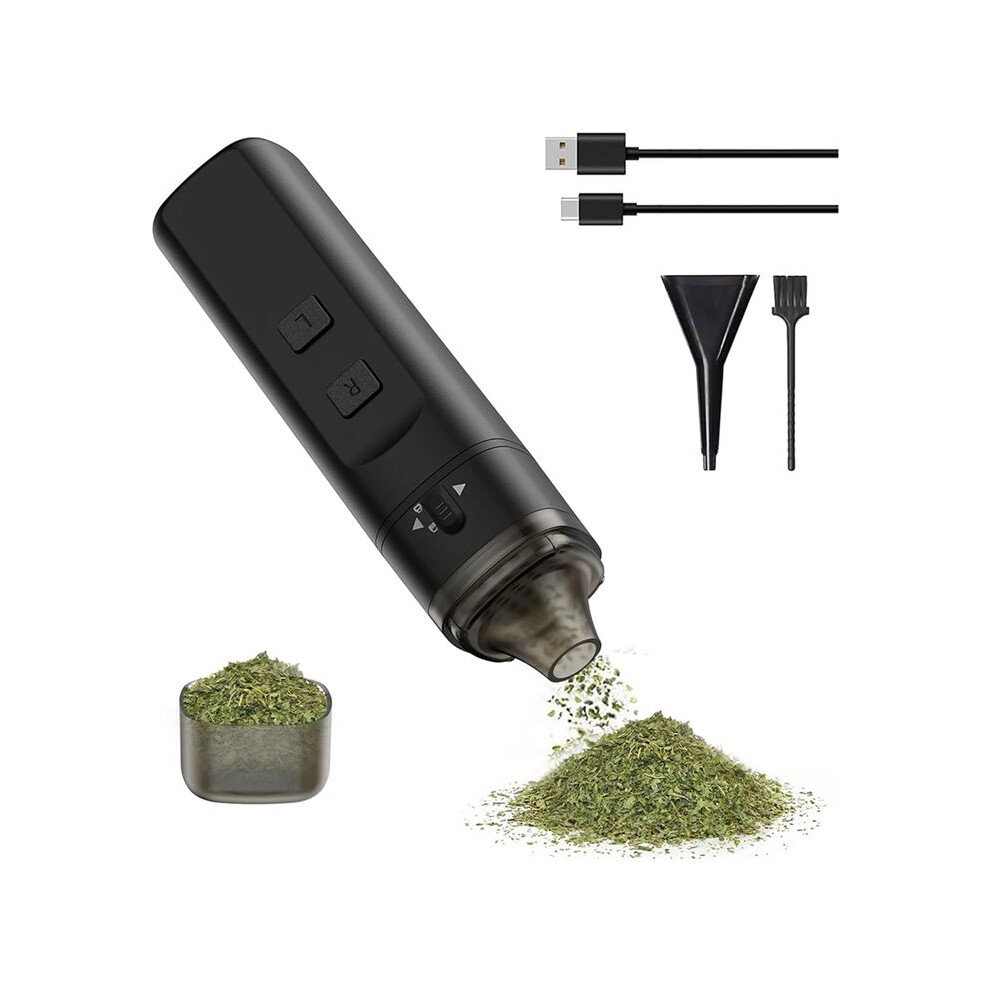 Portable Auto Grind Electric Herb Grinder One-Touch Grinding  to 1.5G Automatic Dry Spice Mill Machine Black