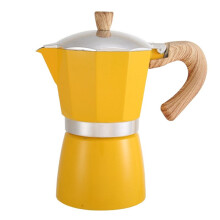 European Style Wood Grain Handle Coffee Pot Turkish Coffee Utensils Portable Coffee Brewing Tools Lemon Yellow
