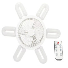 Socket Fan Light Small Ceiling Fans Adjustable Speeds Folding Leaf Lamp with Remote 3 Colors Dimmable LED Bulb