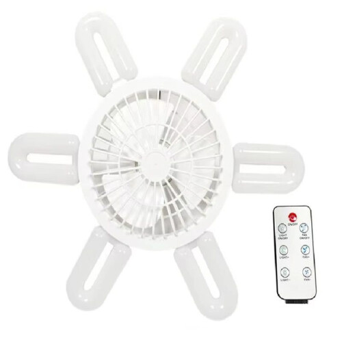 Socket Fan Light Small Ceiling Fans Adjustable Speeds Folding Leaf Lamp with Remote 3 Colors Dimmable LED Bulb