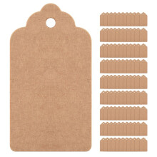 Pack 100 Rustic 40mmx70mm Scalloped Paper Card,Blank Brown Tag,Gift Tag,Luggage Tag,Price Label - Small (100)