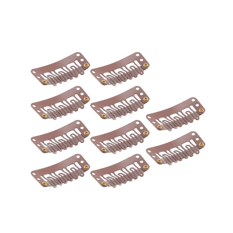 10pcs Brown Snap Clips U-shape Metal Clips for Hair Extensions DIY