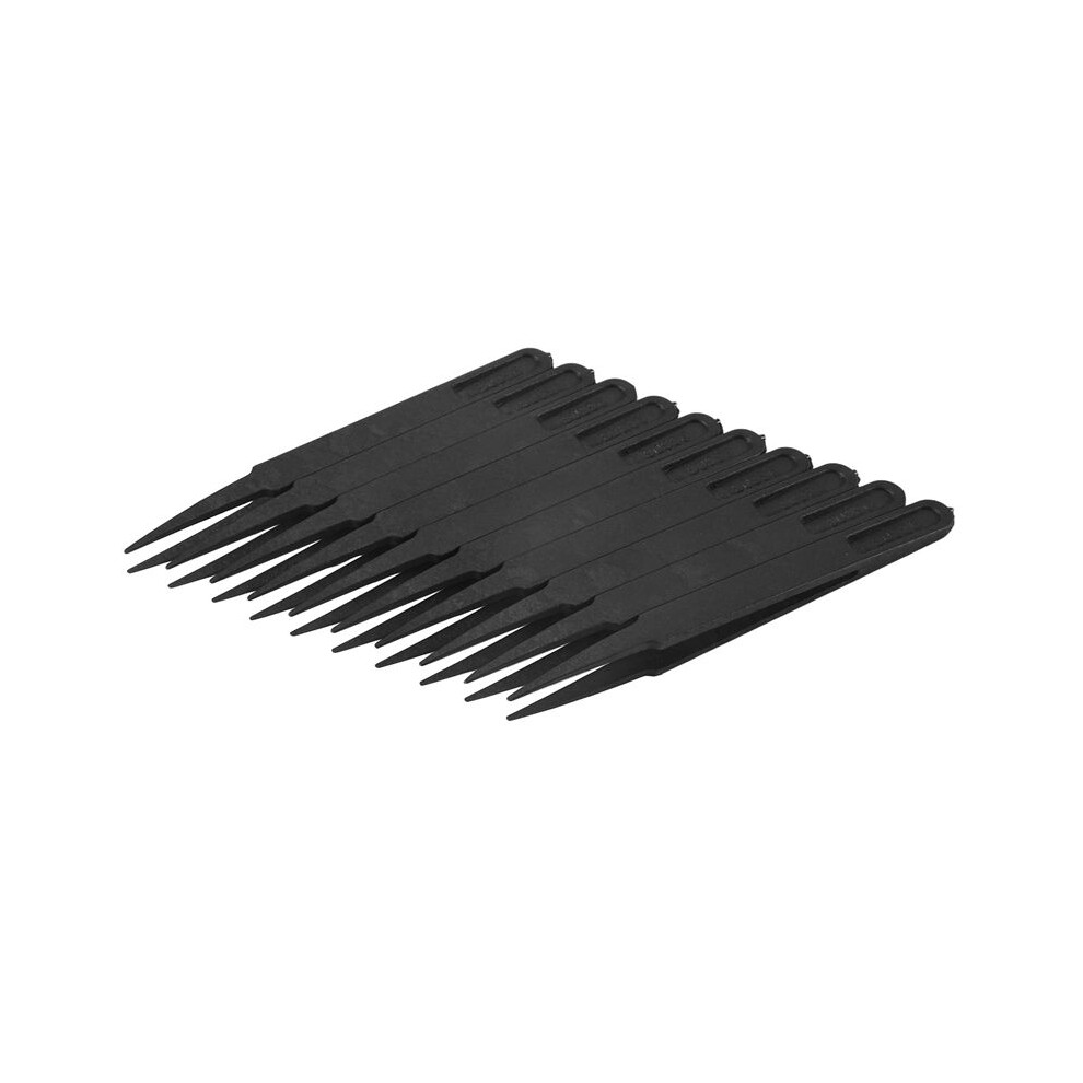 Industries Round Tip Straight Plastic Anti-static Tweezers Black 10Pcs