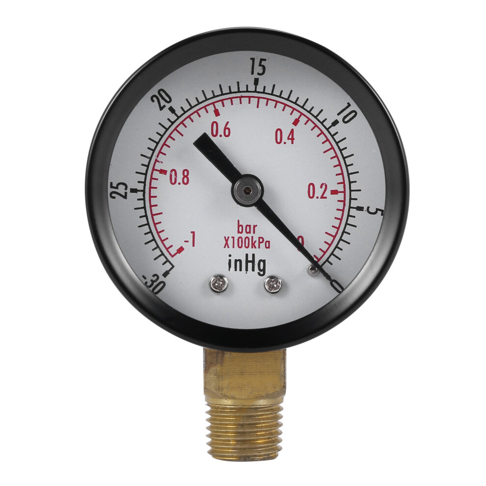 Pressure Gauge - 0 - 30Inhg 0 - 1 Bar Dial Air Pressure Gauge Barometer Meters Vacuum Gauge Dual Scale Dial Black 6033987174239