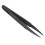 Industries Round Tip Straight Plastic Anti-static Tweezers Black 10Pcs 6