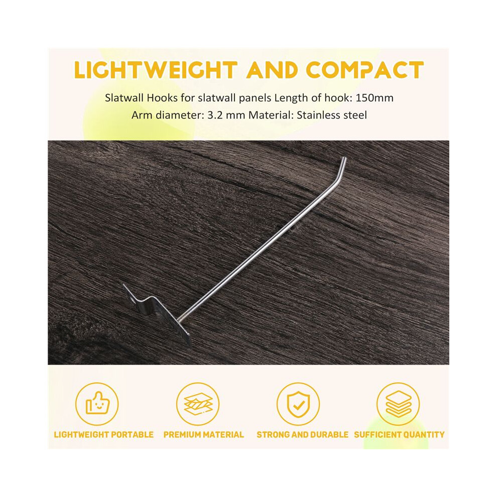 25 X Slatwall Single Hook Pin Shop Display Fitting Prong Hanger 150Mm 6031352218939