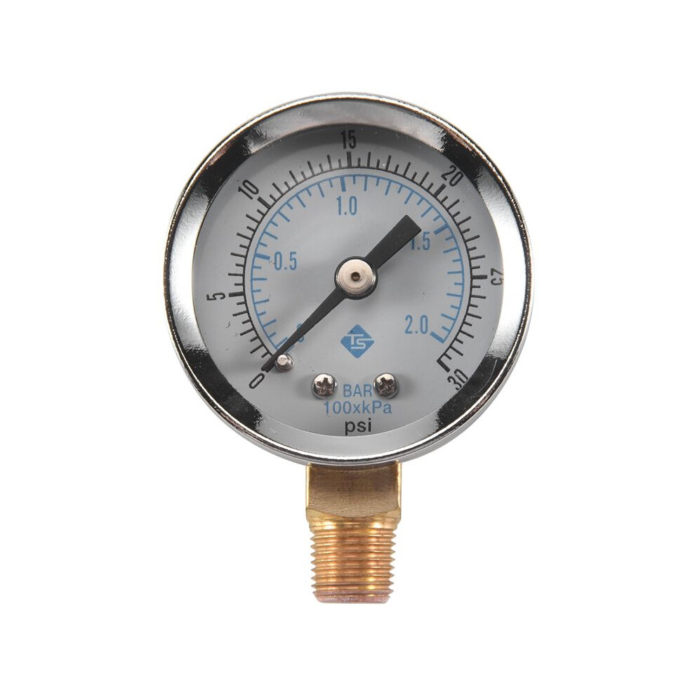 Pressure Gauge - 0 - 30 Psi 0 - 2 Bar Dial Gauge Compressor Meters Hydraulic Pressure Gauge Gage Double Scale Black 6031119649235