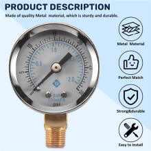 0 ~ 30 psi 0 ~ 2bar Dial Manometer Kompressor Meter Hydraulikdruckmesser Gage Doppelskala Schwarz