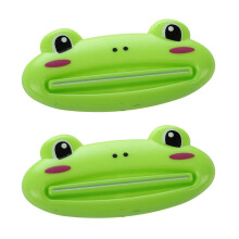 2 x Appareil a presser le dentifrice de forme de grenouille verte en plastique