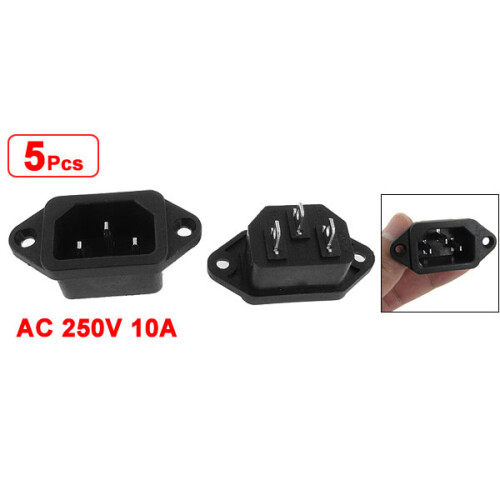 5 x Conector Enchufe Macho de Entrada 3P IEC 320 C14 CA 250V 10A
