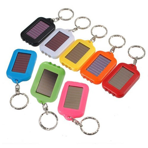 10X  Solar Power Rechargeable 3LED Flashlight Keychain Light Torch  New - green 2