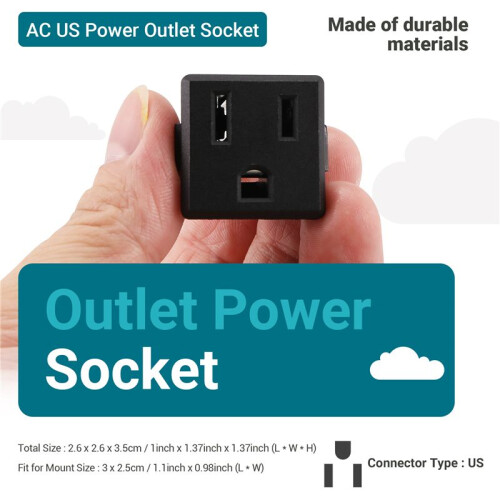 Prise de courant CA 125V 15A Prise de sortie USB Noire 1